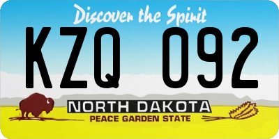 ND license plate KZQ092