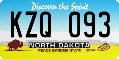 ND license plate KZQ093