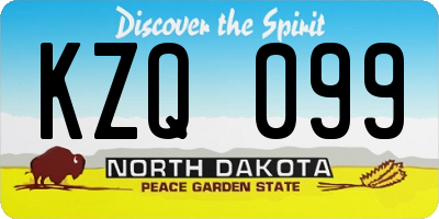 ND license plate KZQ099