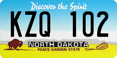 ND license plate KZQ102