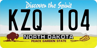 ND license plate KZQ104