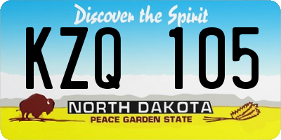 ND license plate KZQ105