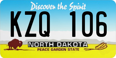 ND license plate KZQ106