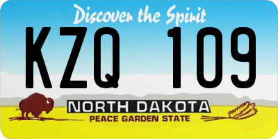 ND license plate KZQ109