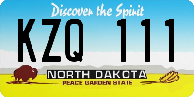 ND license plate KZQ111