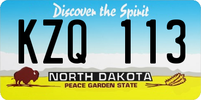 ND license plate KZQ113