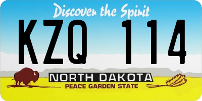 ND license plate KZQ114