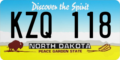 ND license plate KZQ118