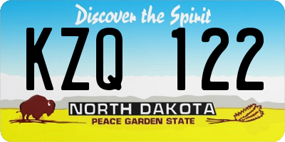 ND license plate KZQ122