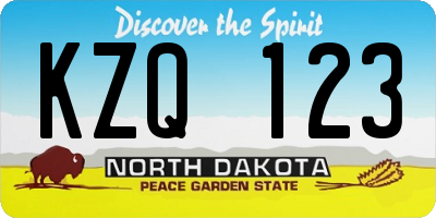 ND license plate KZQ123