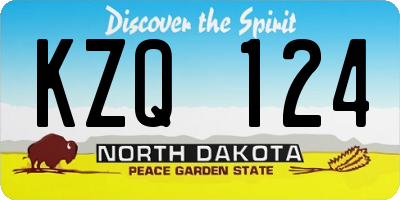 ND license plate KZQ124