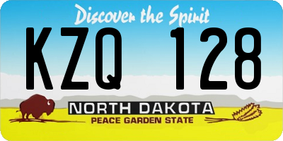 ND license plate KZQ128