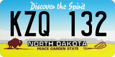 ND license plate KZQ132
