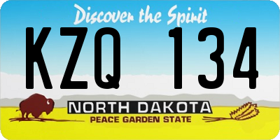 ND license plate KZQ134