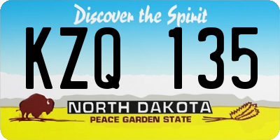 ND license plate KZQ135