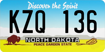 ND license plate KZQ136