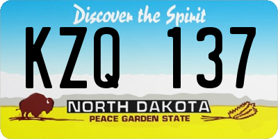 ND license plate KZQ137