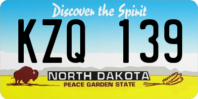 ND license plate KZQ139