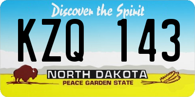 ND license plate KZQ143