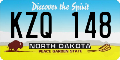 ND license plate KZQ148