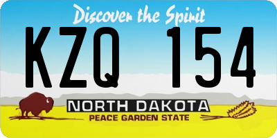 ND license plate KZQ154