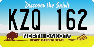 ND license plate KZQ162