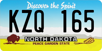 ND license plate KZQ165