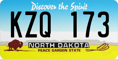ND license plate KZQ173