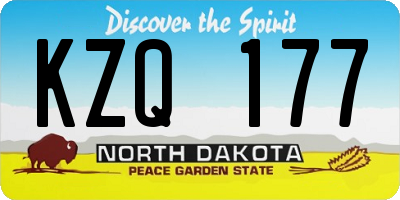 ND license plate KZQ177