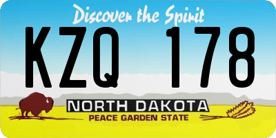 ND license plate KZQ178