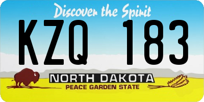 ND license plate KZQ183