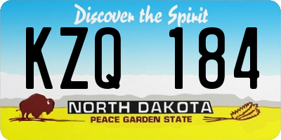 ND license plate KZQ184