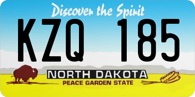 ND license plate KZQ185