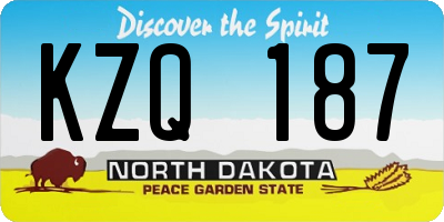 ND license plate KZQ187