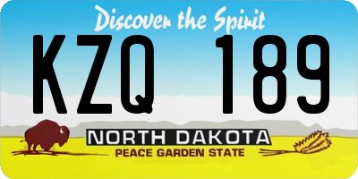ND license plate KZQ189