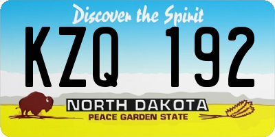 ND license plate KZQ192