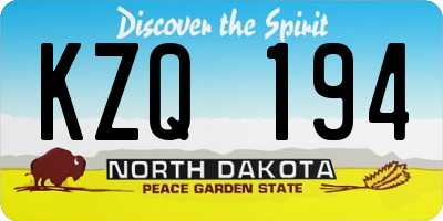 ND license plate KZQ194