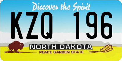 ND license plate KZQ196