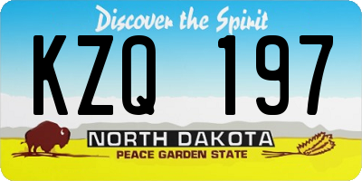 ND license plate KZQ197
