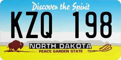 ND license plate KZQ198