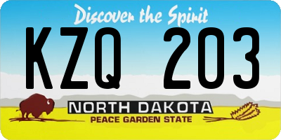 ND license plate KZQ203