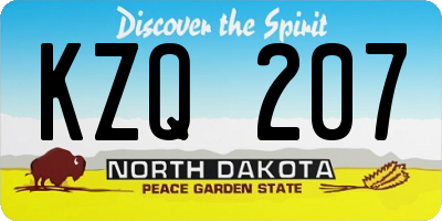 ND license plate KZQ207