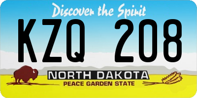 ND license plate KZQ208