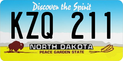 ND license plate KZQ211