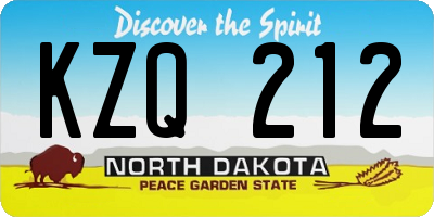 ND license plate KZQ212