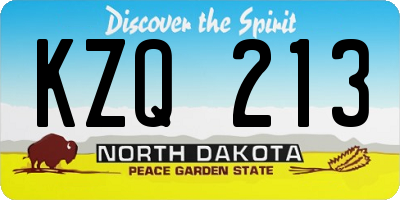 ND license plate KZQ213