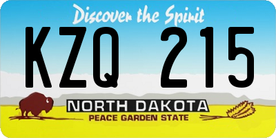 ND license plate KZQ215