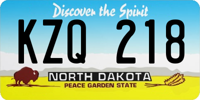 ND license plate KZQ218