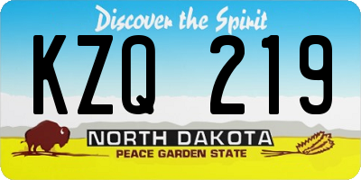 ND license plate KZQ219