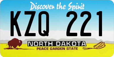 ND license plate KZQ221